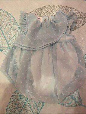 Baby Essentials Light Blue Ruffled Swiss Dot dress